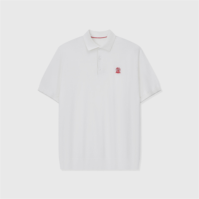 brunello cucinelli tennis embroidered polo shirt